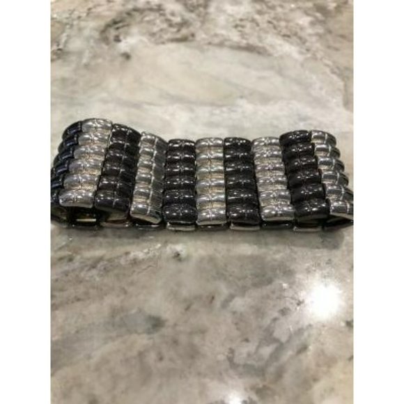 Hematite & Silver Stretch Bracelet - Picture 2 of 2